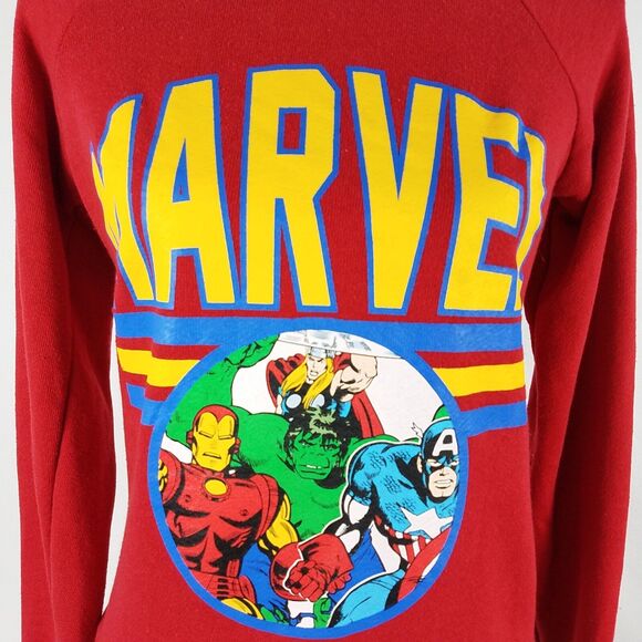 Marvel Avengers Sweatshirt Crew Neck Retro Red Superhero Iron Man Thor Size S - Picture 4 of 7